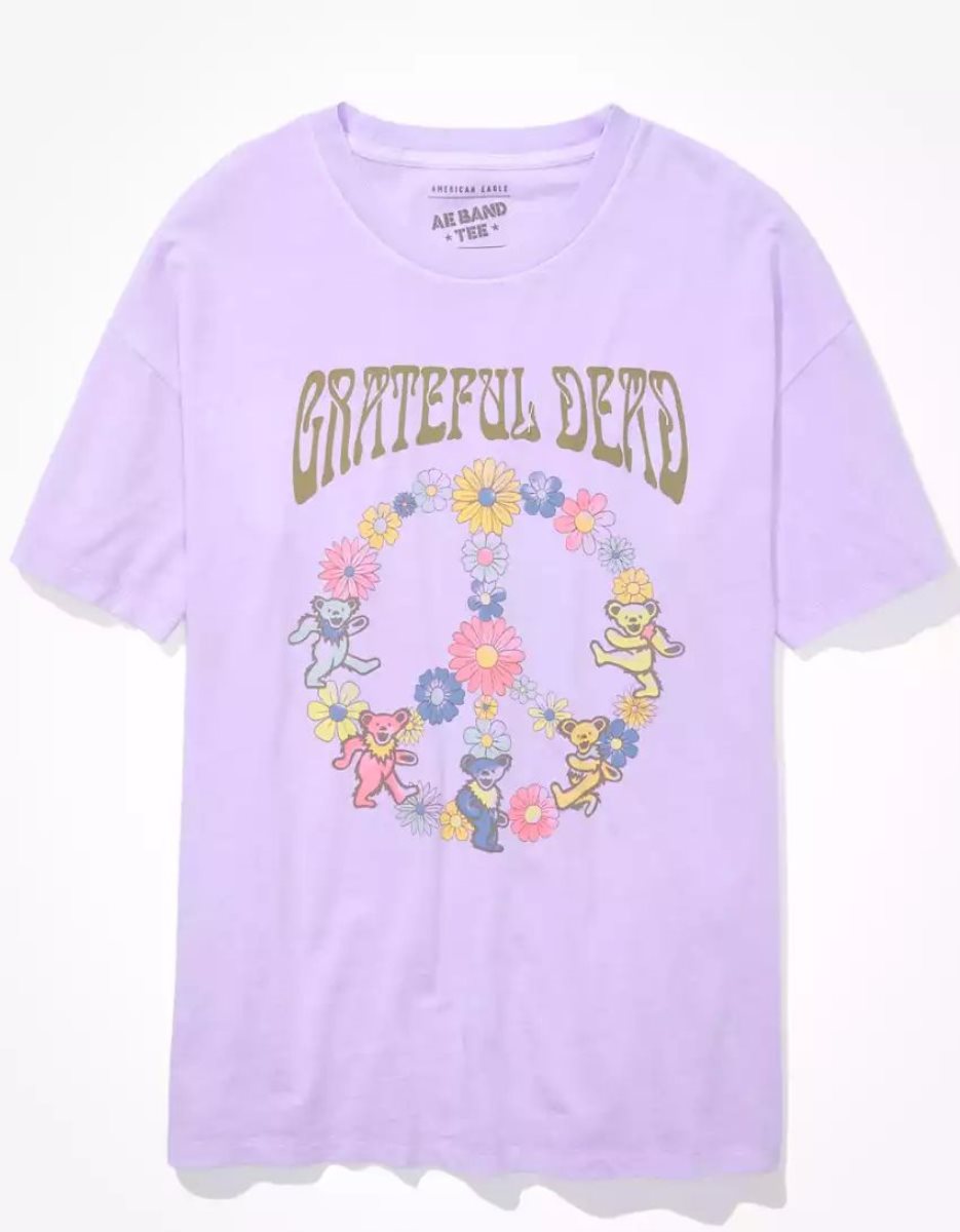 T Shirts American Eagle AE Oversized Grateful Dead Graphique Tee Lavande Femme | LSQ-77305246